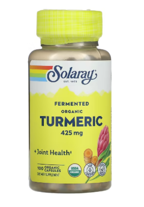 Solaray, Fermented Organic Turmeric, 425 mg, 100 Organic Capsules
