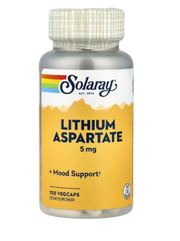 Solaray, Lithium Aspartate, 5 mg, 100 VegCaps