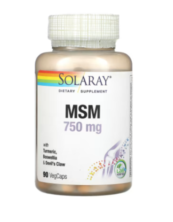 Solaray, MSM with Turmeric, Boswellia & Devil's Claw, 750 mg, 90 VegCaps