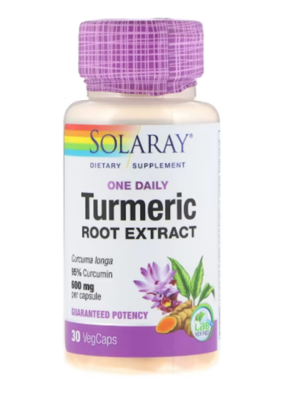 Solaray, One Daily, Turmeric Root Extract, 600 mg, 30 VegCaps