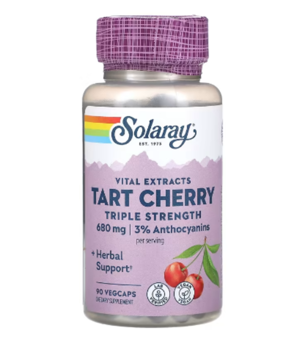 Solaray, Vital Extracts, Tart Cherry, Triple Strength, 680 mg, 90 VegCaps (340 mg per Capsule)