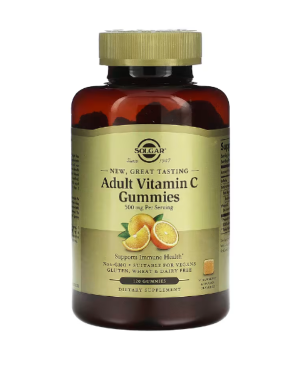 Solgar, Adult Vitamin C Gummies, Strawberry & Orange, 500 mg, 120 Gummies (125 mg per Gummy)