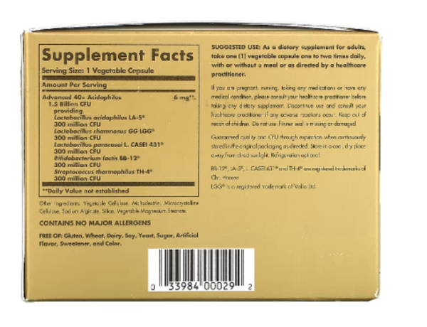 Solgar, Advanced 40+ Acidophilus, 120 Vegetable Capsules