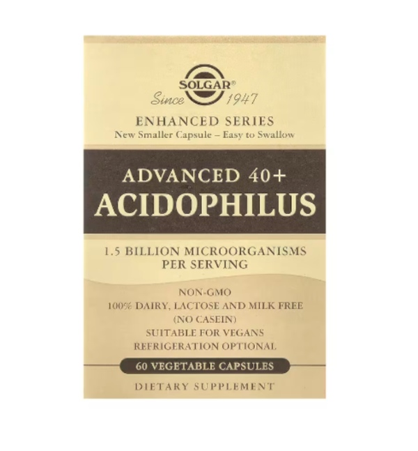 Solgar, Advanced 40+ Acidophilus, 60 Vegetable Capsules