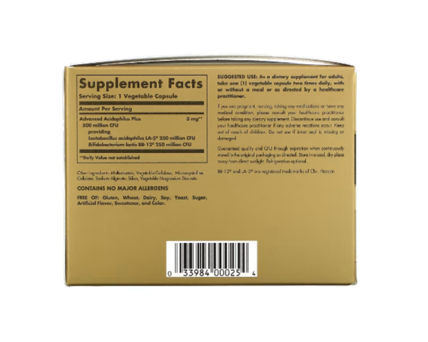 Solgar, Advanced Acidophilus Plus, 120 Vegetable Capsules