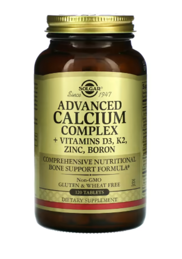 Solgar, Advanced Calcium Complex + Vitamins D3, K2, Zinc, Boron, 120 Tablets