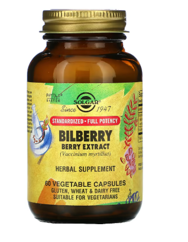 Solgar, Bilberry Berry Extract, 60 Vegetable Capsules