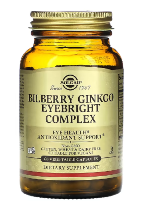 Solgar, Bilberry Ginkgo Eyebright Complex, 60 Vegetable Capsules