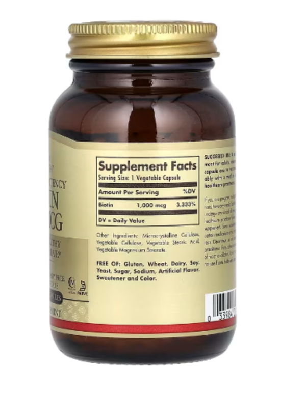 Solgar, Biotin, 1,000 mcg, 250 Vegetable Capsules