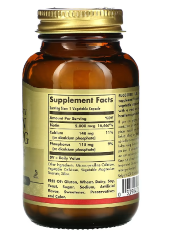 Solgar, Biotin, 5,000 mcg, 50 Vegetable Capsules