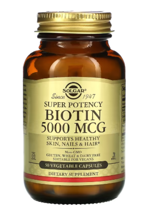 Solgar, Biotin, 5,000 mcg, 50 Vegetable Capsules