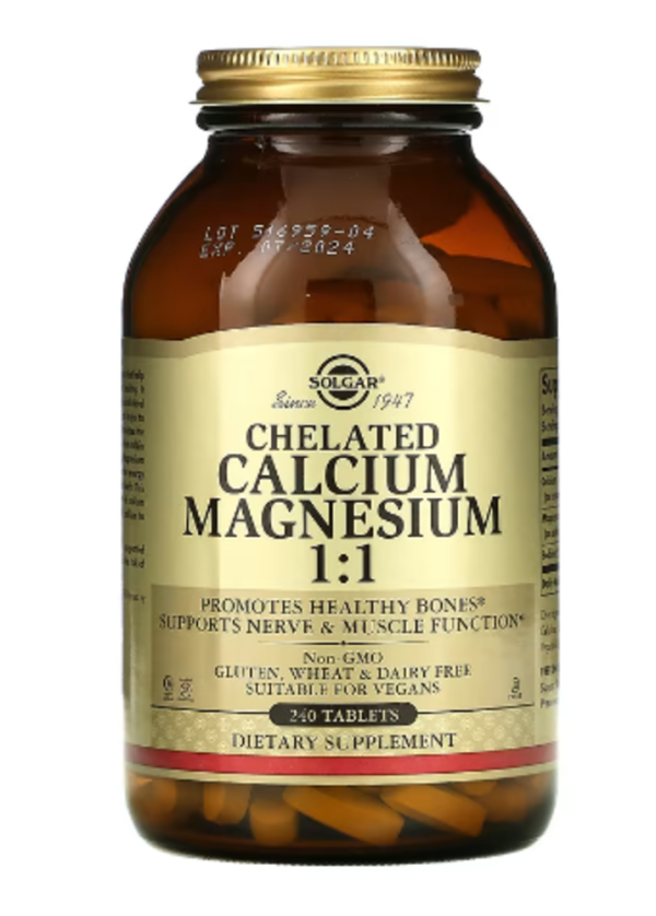 Solgar, Chelated Calcium Magnesium 1:1, 240 Tablets