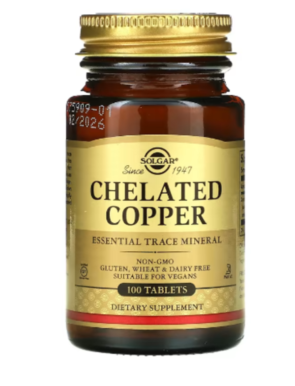 Solgar, Chelated Copper, 100 Tablets