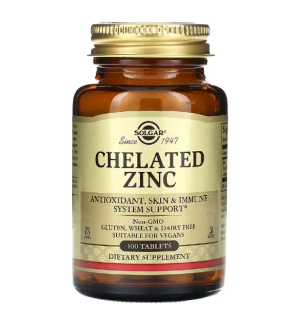 Solgar, Chelated Zinc , 100 Tablets