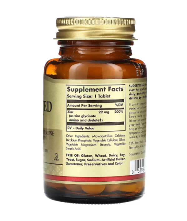 Solgar, Chelated Zinc , 100 Tablets