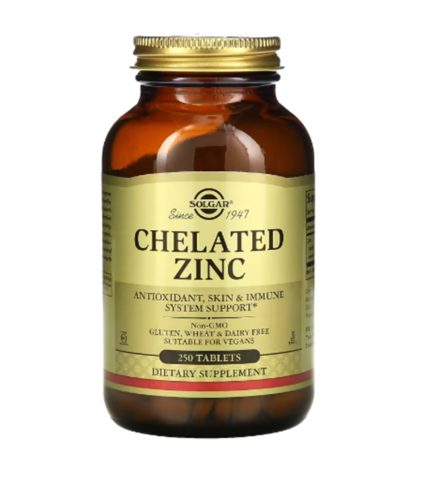 Solgar, Chelated Zinc, 250 Tablets