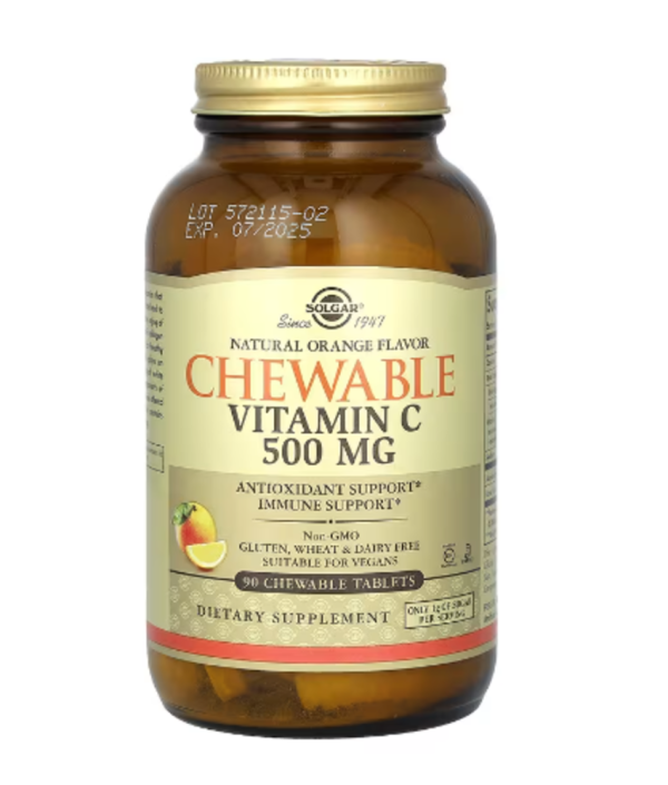 Solgar, Chewable Vitamin C, Natural Orange, 500 mg, 90 Chewable Tablets