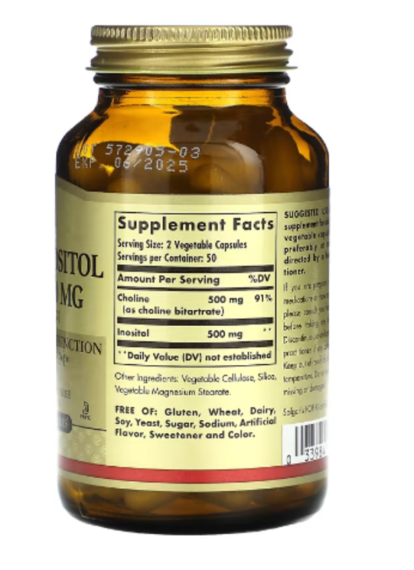 Solgar, Choline/Inositol, 100 Vegetable Capsules