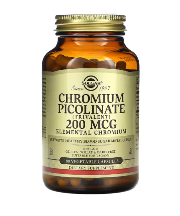 Solgar, Chromium Picolinate, 200 mcg, 180 Vegetable Capsules