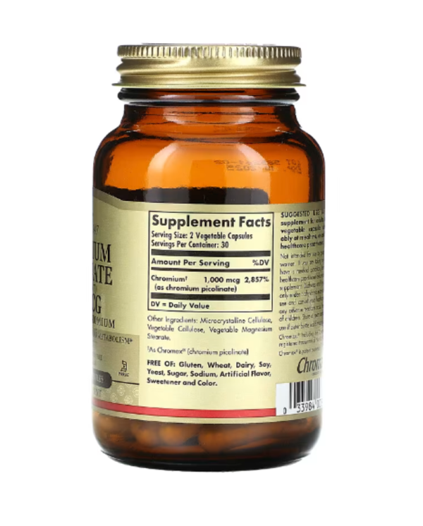 Solgar, Chromium Picolinate, 500 mcg, 60 Vegetable Capsules