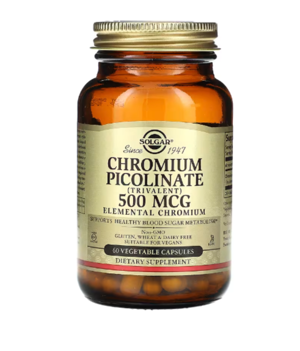 Solgar, Chromium Picolinate, 500 mcg, 60 Vegetable Capsules