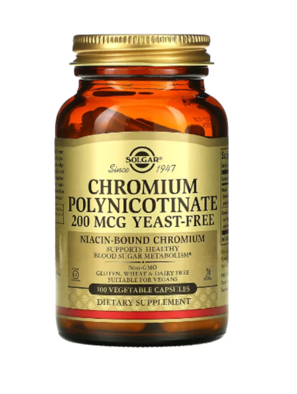 Solgar, Chromium Polynicotinate, 200 mcg, 100 Vegetable Capsules