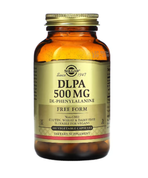 Solgar, DLPA, DL-Phenylalanine, Free Form, 500 mg, 100 Vegetable Capsules