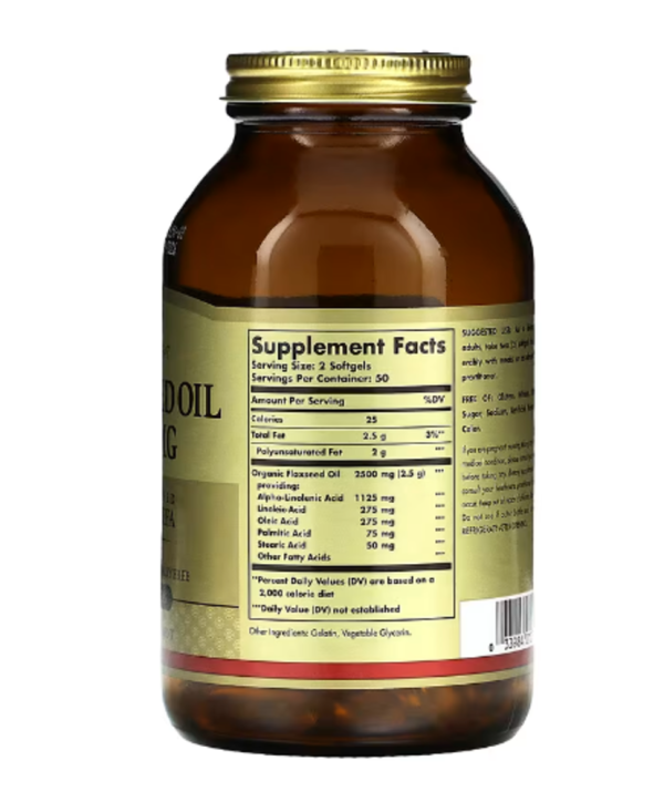 Solgar, Flaxseed Oil, 1,250 mg, 100 Softgels (625 mg per Softgel)