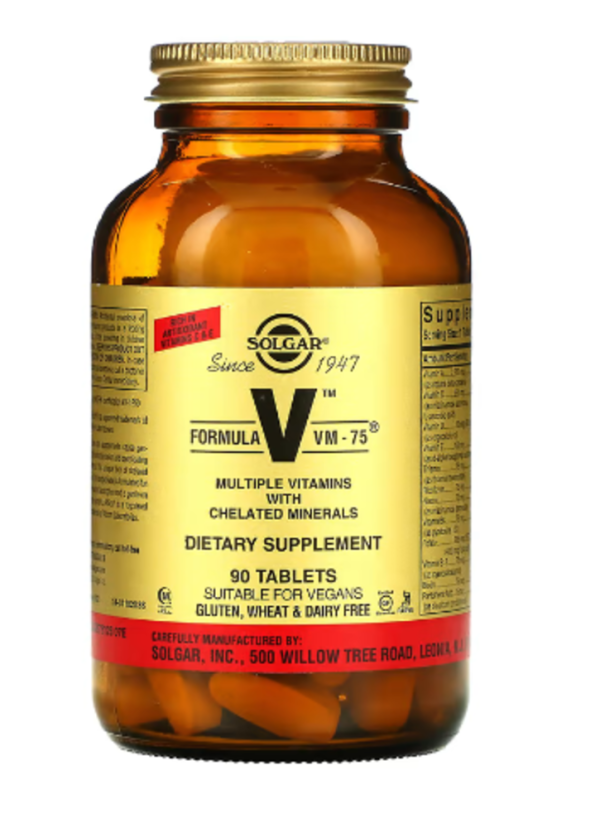 Solgar, Formula V, VM-75, Multiple Vitamins with Chelated Minerals, 90 Tablets