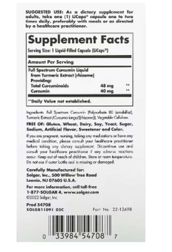 Solgar, Full Spectrum Curcumin, 90 LiCaps