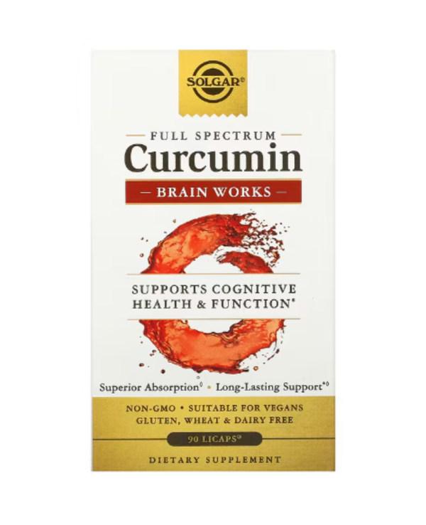 Solgar, Full Spectrum Curcumin, Brain Works, 90 Licaps