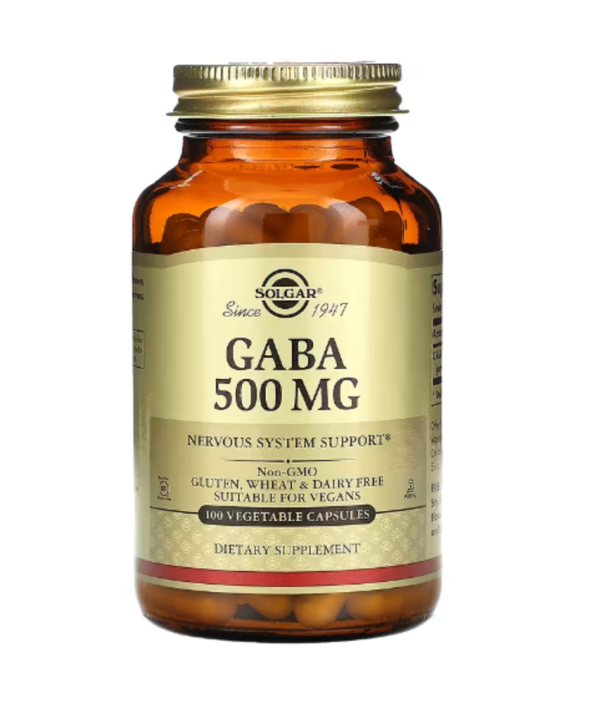 Solgar, GABA, 500 mg, 100 Vegetable Capsules