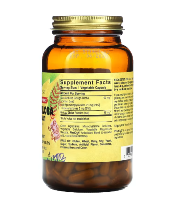 Solgar, Ginkgo Biloba Leaf Extract, 180 Vegetable Capsules