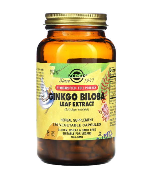 Solgar, Ginkgo Biloba Leaf Extract, 180 Vegetable Capsules