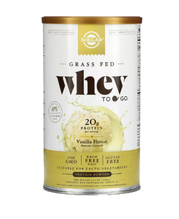Solgar, Grass Fed Whey To Go, Protein Powder, Vanilla, 11.9 oz (338 g)