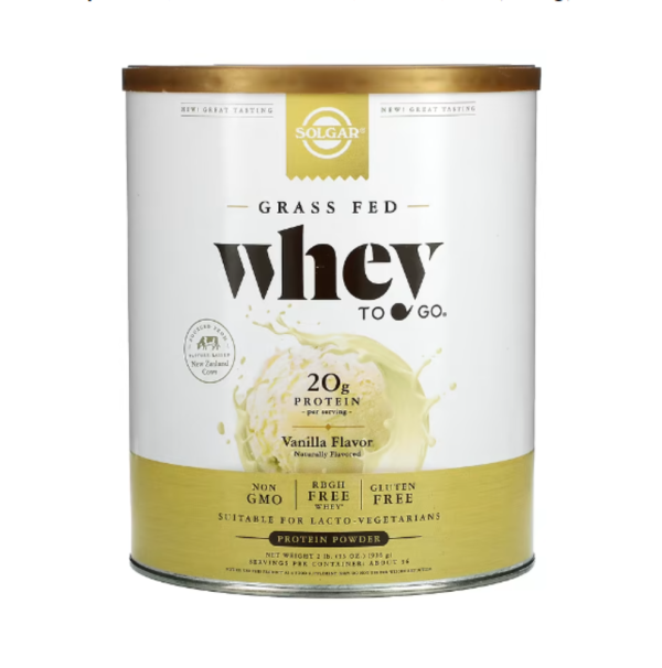 Solgar, Grass Fed Whey To Go, Protein Powder, Vanilla, 2 lb (936 g)