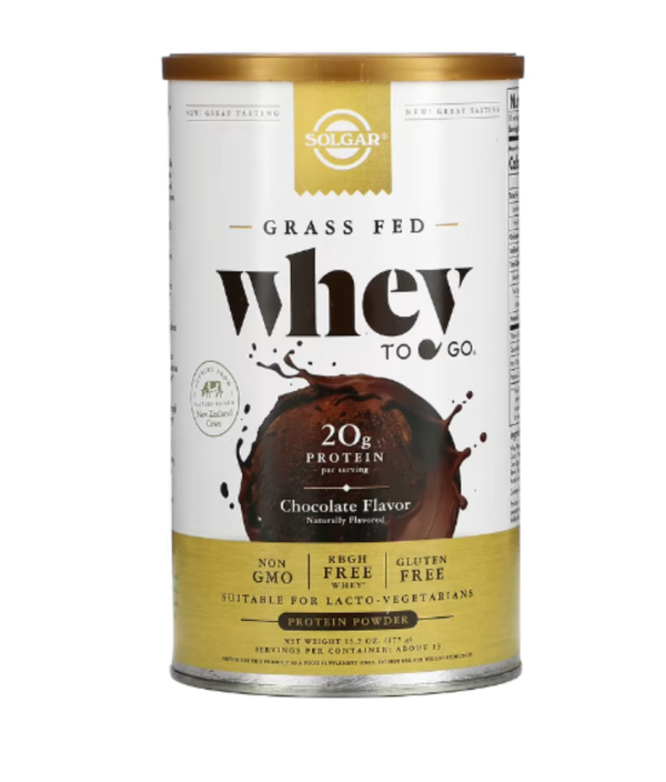 Solgar, Grass Fed Whey To Go, Whey Protein Powder, Chocolate, 13.2 oz (377 g)