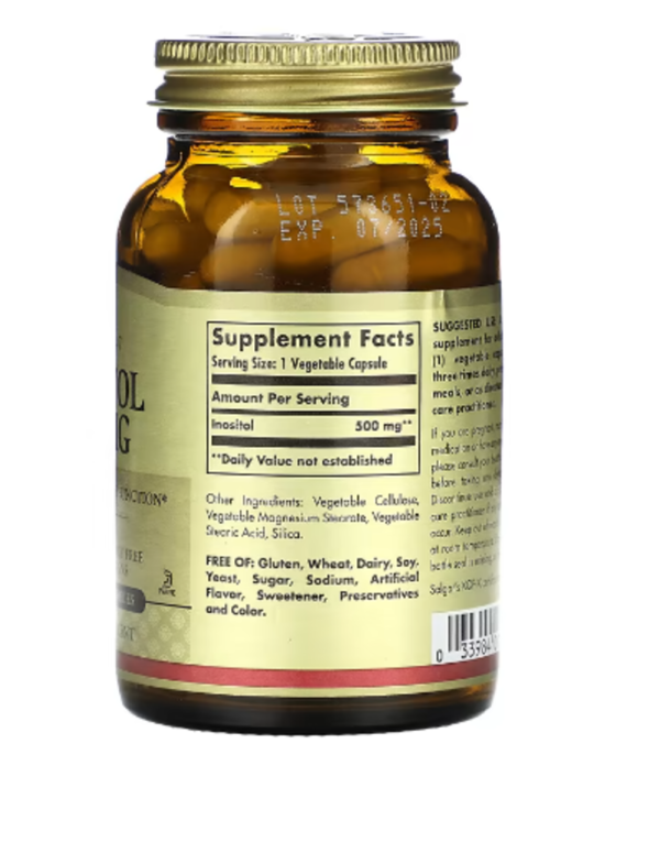 Solgar, Inositol, 500 mg, 100 Vegetable Capsules