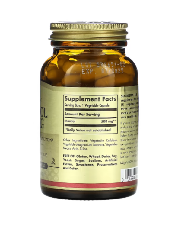 Solgar, Inositol, 500 mg, 100 Vegetable Capsules, Near EXP - Mar-2025