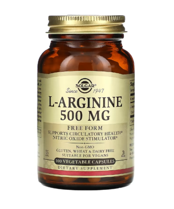 Solgar, L-Arginine, 500 mg, 100 Vegetable Capsules