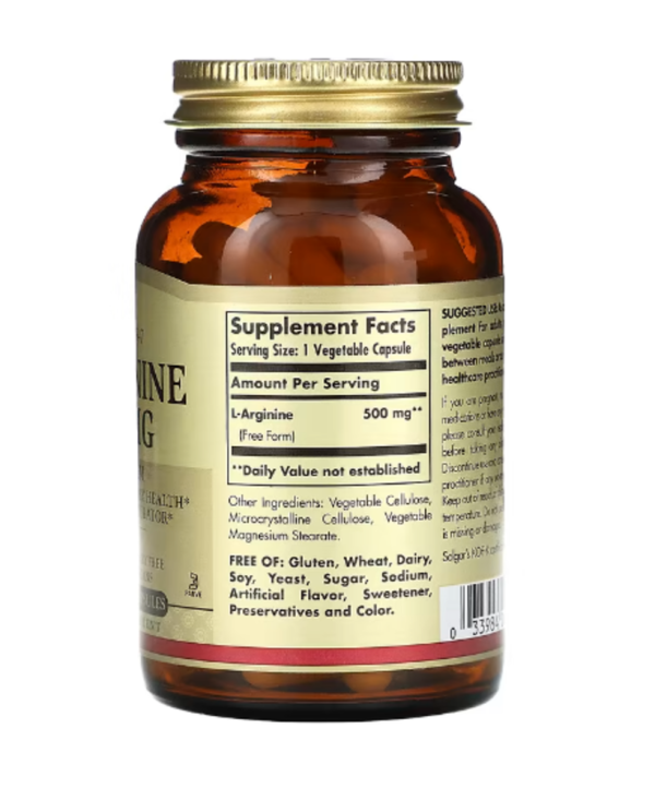 Solgar, L-Arginine, 500 mg, 100 Vegetable Capsules