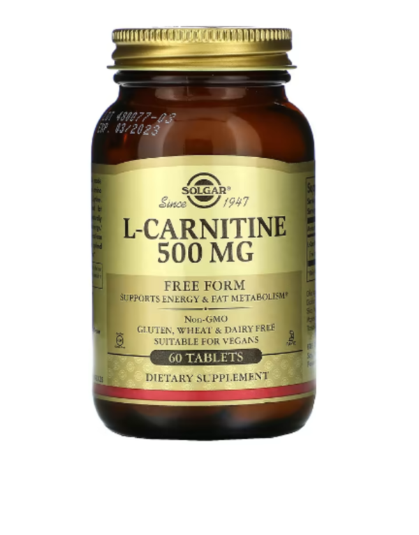 Solgar, L-Carnitine, Free Form, 500 mg, 60 Tablets
