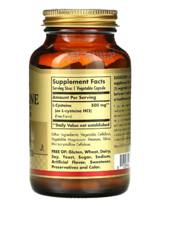 Solgar, L-Cysteine, 500 mg, 90 Vegetable Capsules