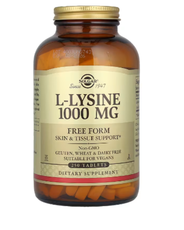 Solgar, L-Lysine, Free Form, 1,000 mg, 250 Tablets