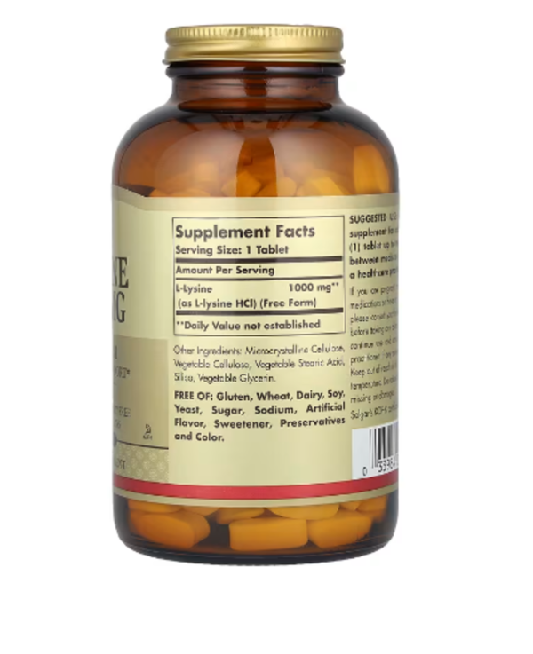 Solgar, L-Lysine, Free Form, 1,000 mg, 250 Tablets