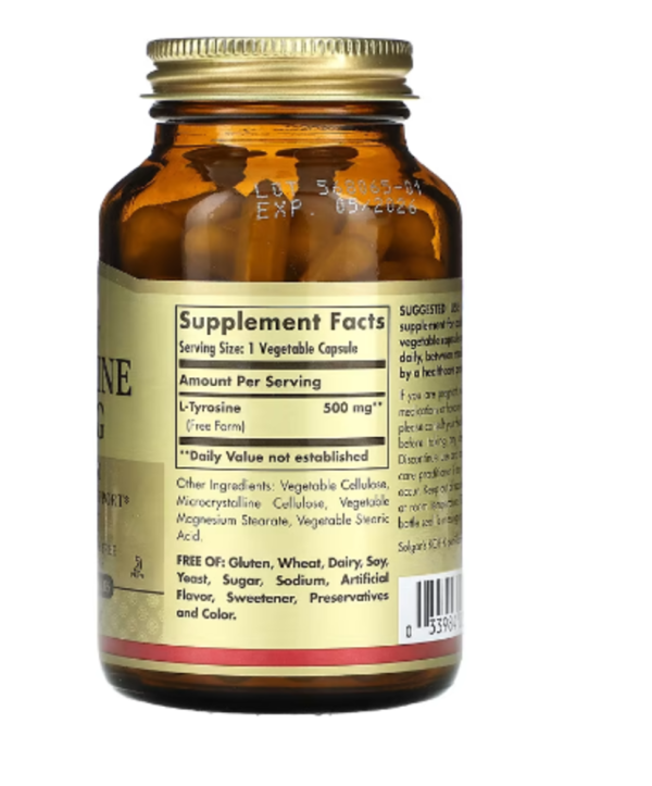 Solgar, L-Tyrosine, 500 mg, 100 Vegetable Capsules