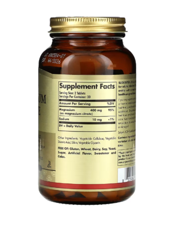 Solgar, Magnesium Citrate, 60 Tablets