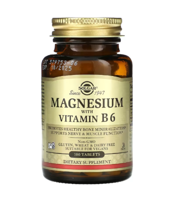 Solgar, Magnesium With B6, 100 Tablets