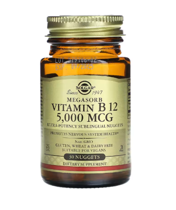Solgar, Megasorb, Vitamin B12, 5,000 mcg, 30 Nuggets