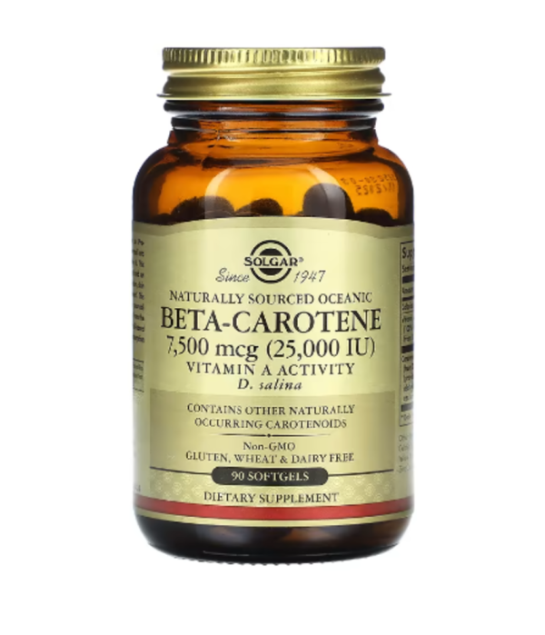 Solgar, Naturally Sourced Oceanic Beta-Carotene, 7,500 mcg (25,000 IU), 90 Softgels